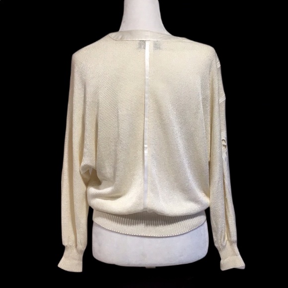 Dino Valiano Ivory Knit Cardigan with Linen Blend Trim, Size‎ Medium - Picture 7 of 10